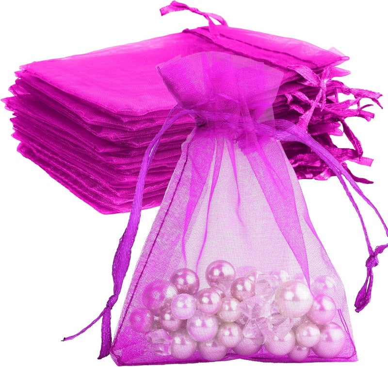 BOEIAC Organza Bags - 50 Mini Rose Gold Mesh Wedding & Party Favor Bags with Drawstring - 4 x 6 Inch, Jewelry, Candy - Image 1